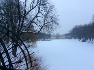 A lovely view of the Palace on the isle - lake is completely iced over