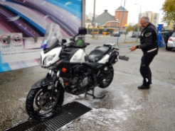 The bike getting one of its rare washes, this one in Warsaw before its winter hibernation